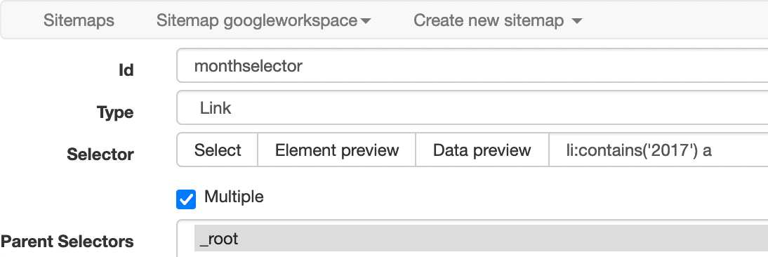 Low code extracting listserv archives to tabular data using Webscraper.io