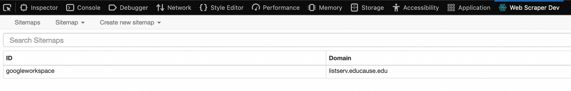 Low code extracting listserv archives to tabular data using Webscraper.io